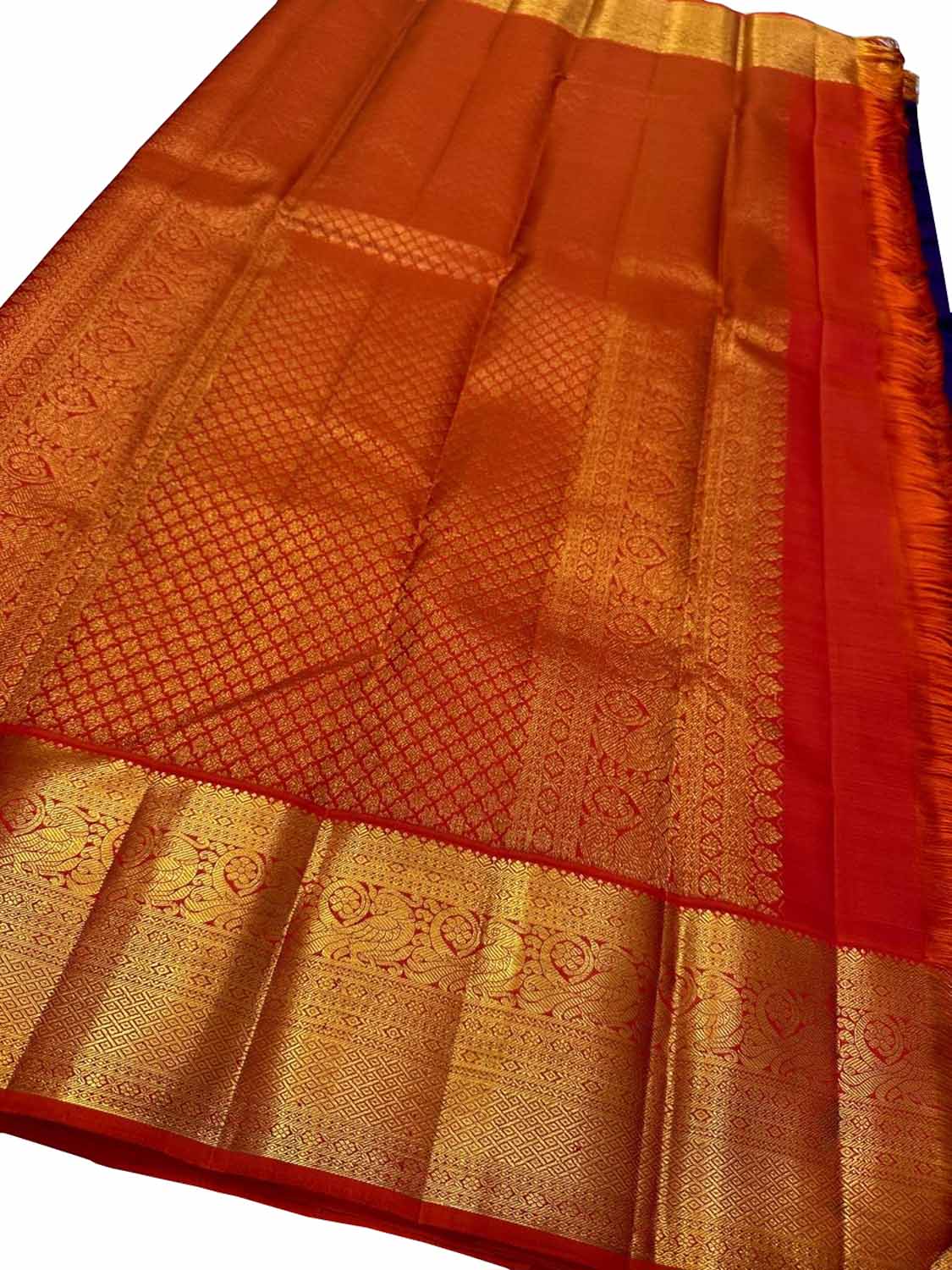 Exquisite Blue Kanjeevaram Silk Saree - Handloom Beauty - Luxurion World