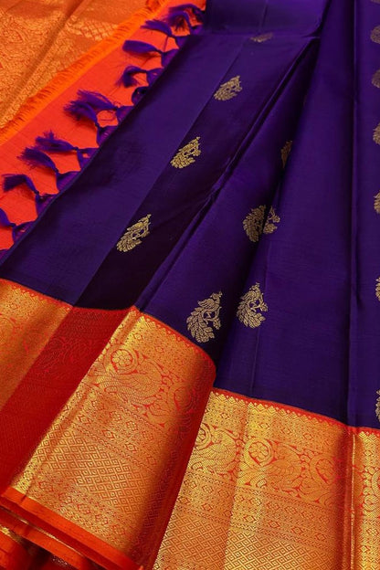 Exquisite Blue Kanjeevaram Silk Saree - Handloom Beauty - Luxurion World
