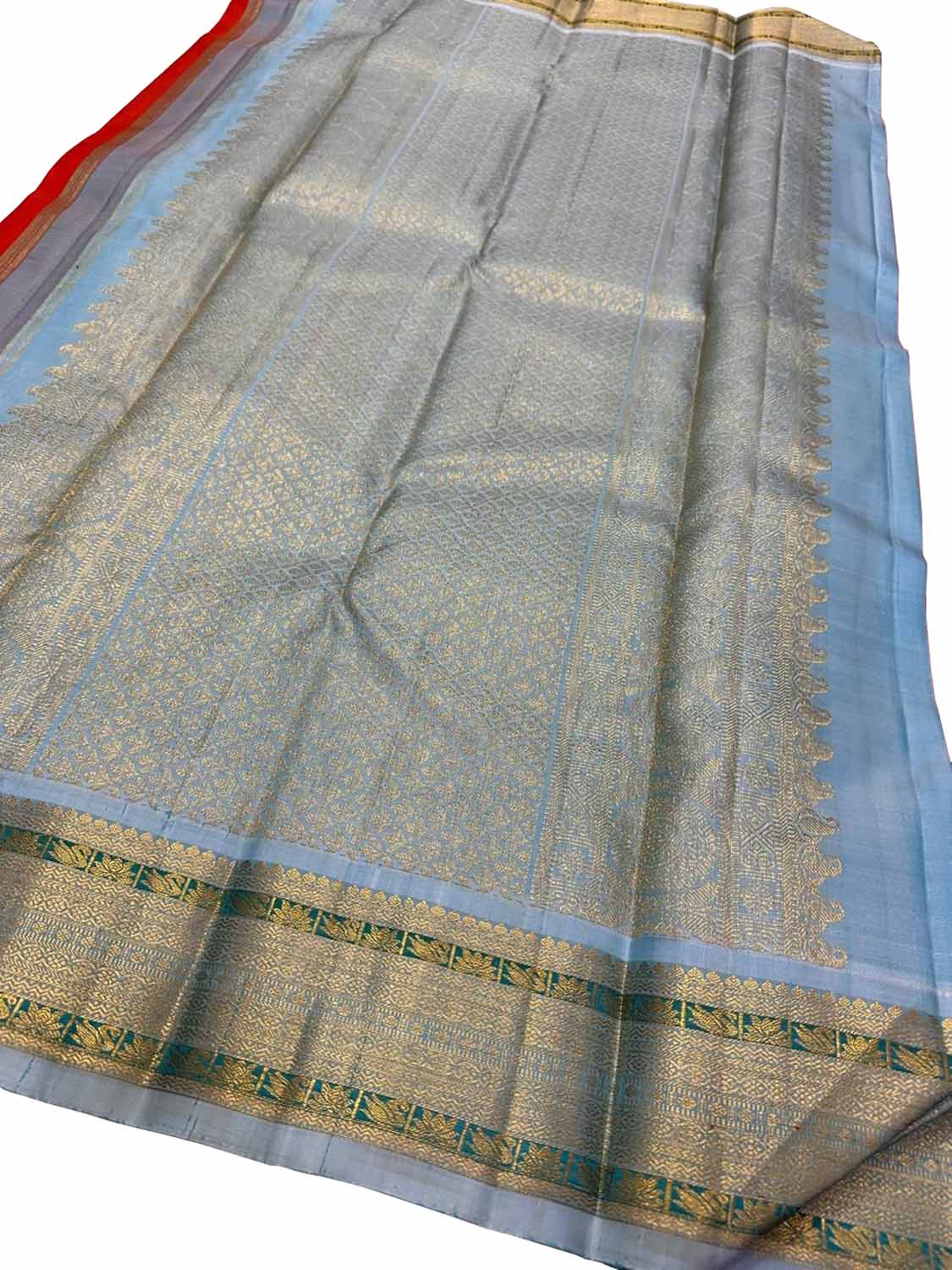 Exquisite Orange Kanjeevaram Silk Saree - Handloom Beauty - Luxurion World