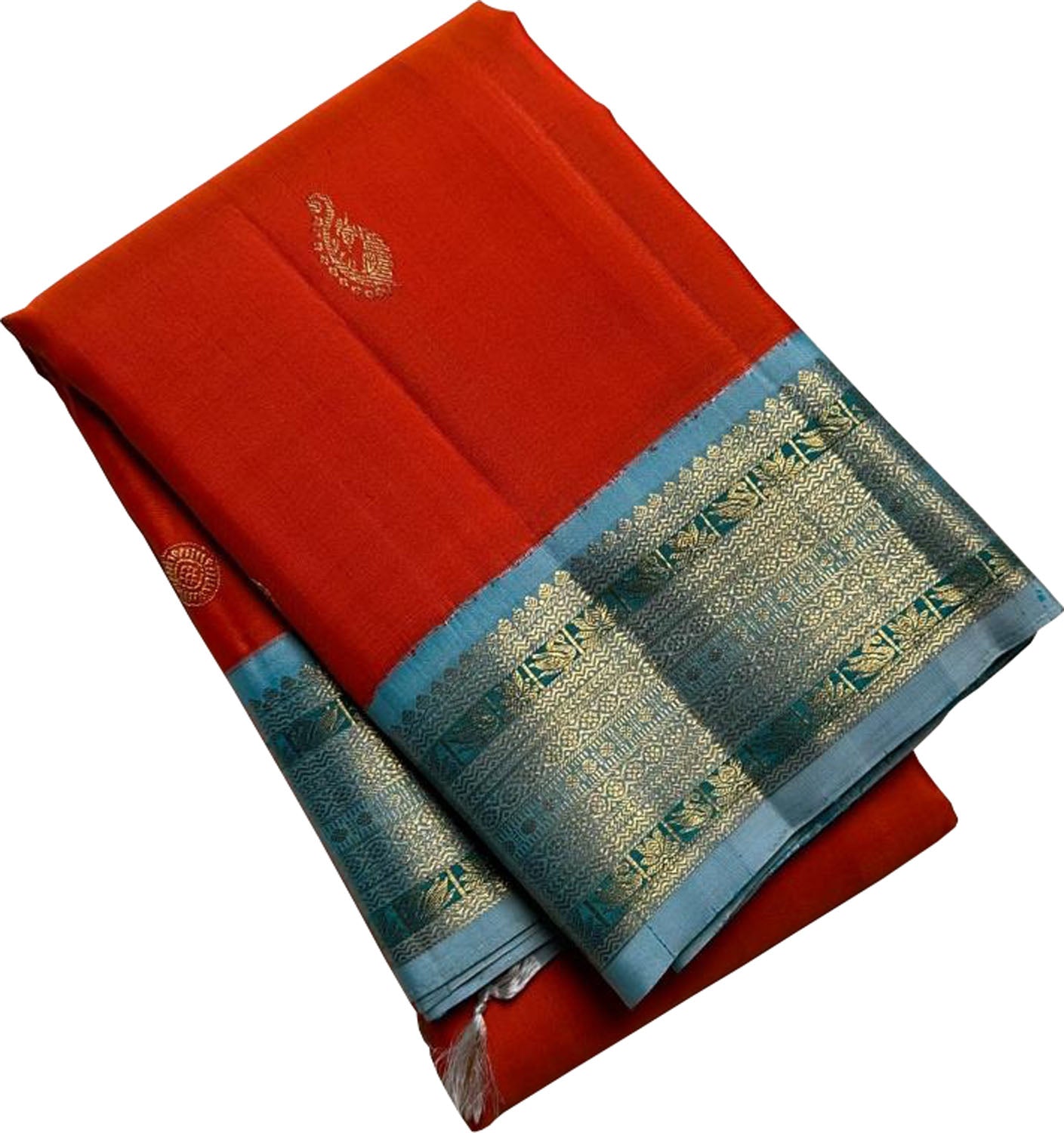 Exquisite Orange Kanjeevaram Silk Saree - Handloom Beauty - Luxurion World