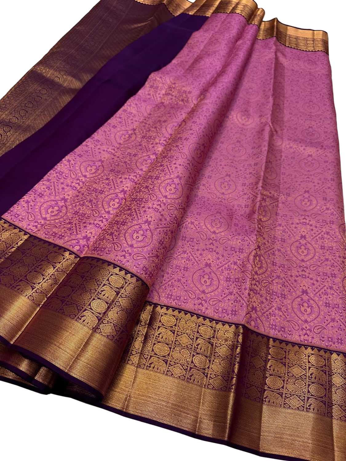 Exquisite Pink Kanjeevaram Pure Silk Saree - Luxurion World