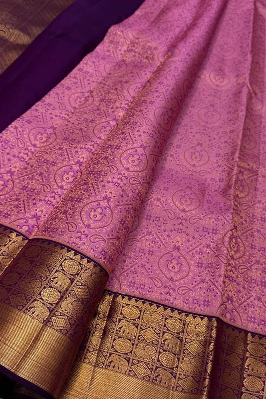 Exquisite Pink Kanjeevaram Pure Silk Saree - Luxurion World
