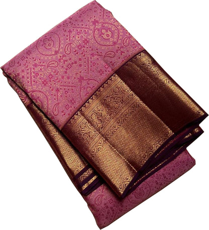 Exquisite Pink Kanjeevaram Pure Silk Saree - Luxurion World