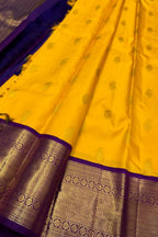 Golden Glow: Yellow Kanjeevaram Pure Silk Saree - Luxurion World