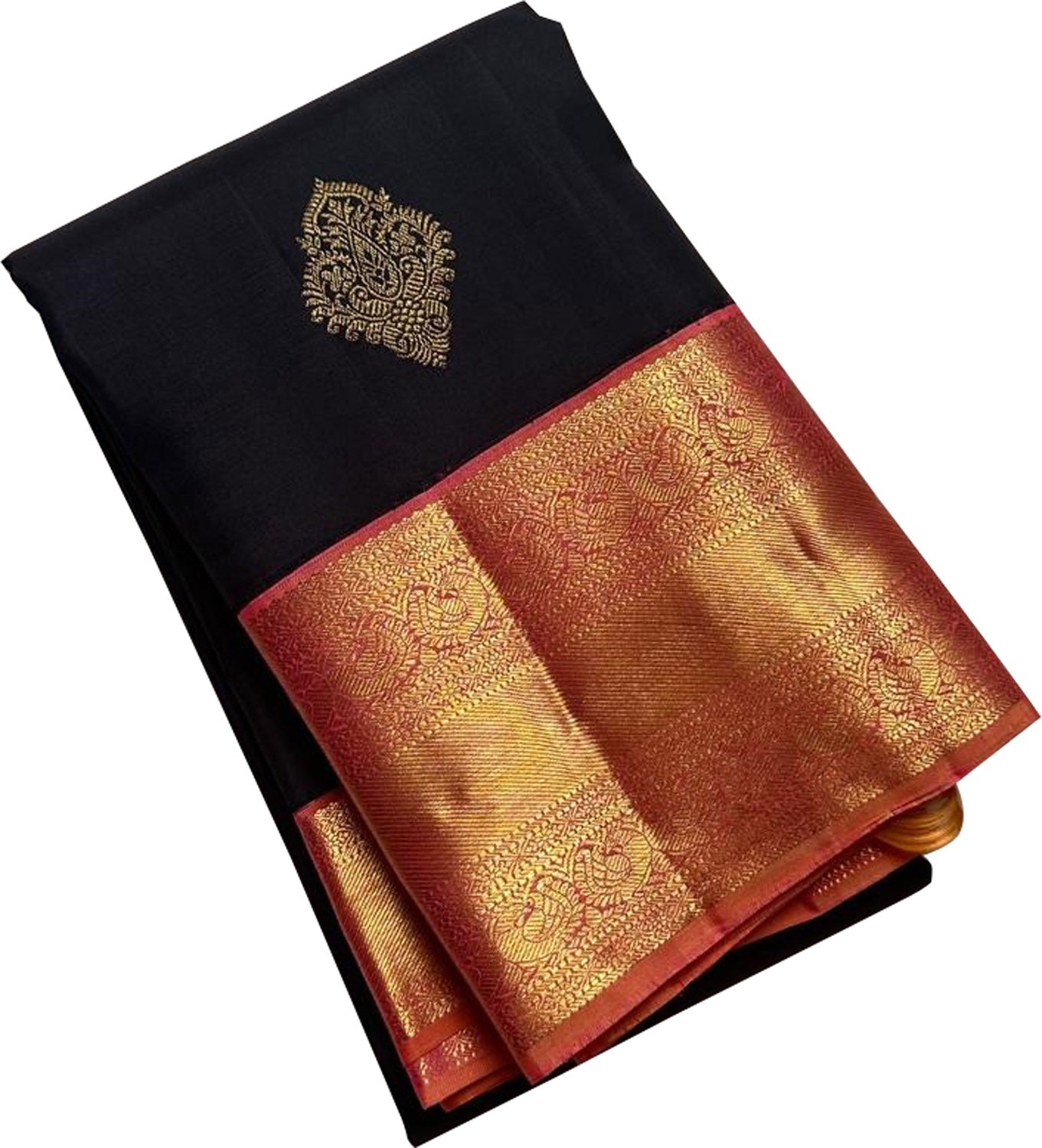 Exquisite Black Kanjeevaram Handloom Silk Saree - Luxurion World