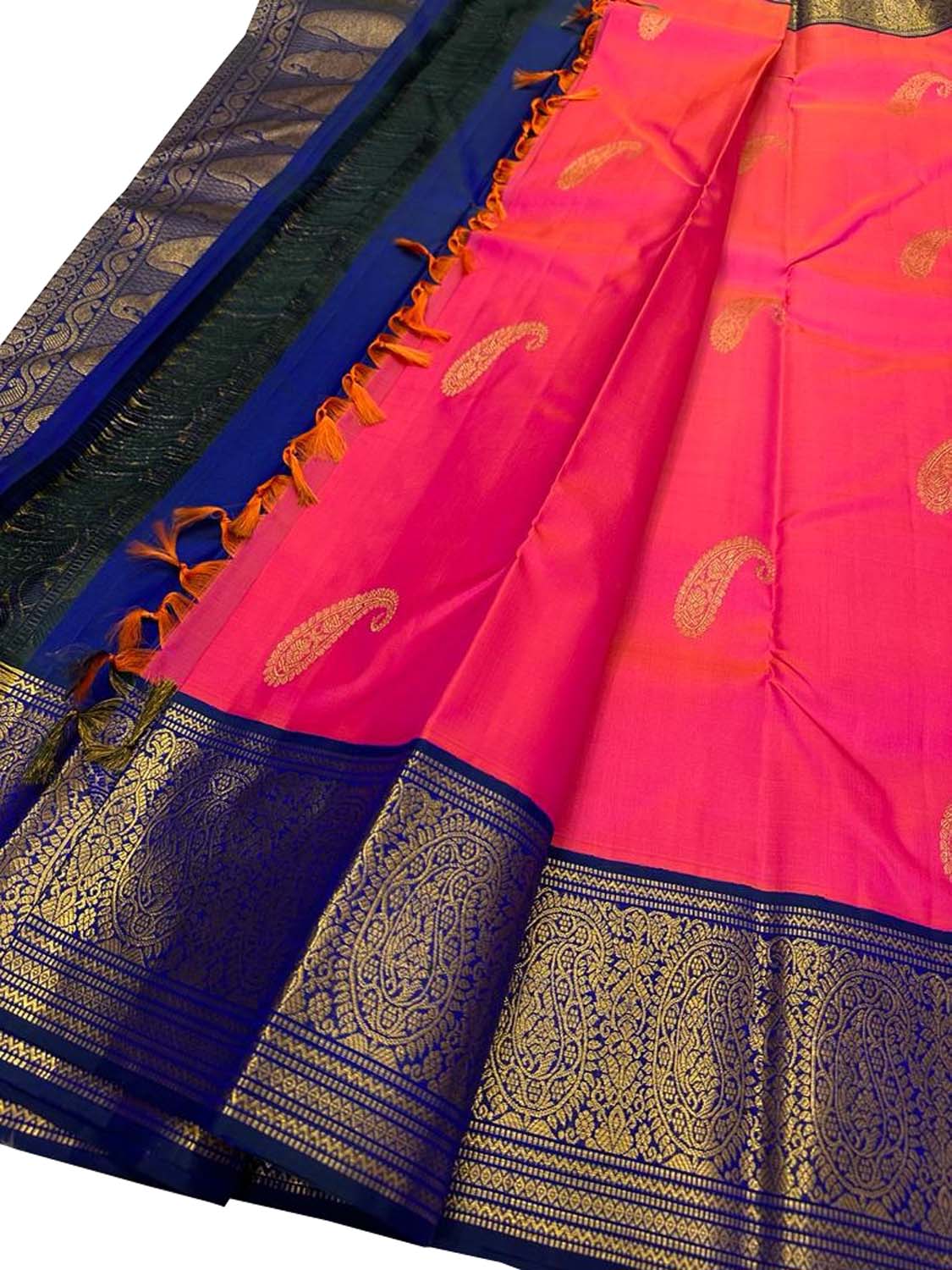 Exquisite Pink Kanjeevaram Handloom Silk Saree - Luxurion World