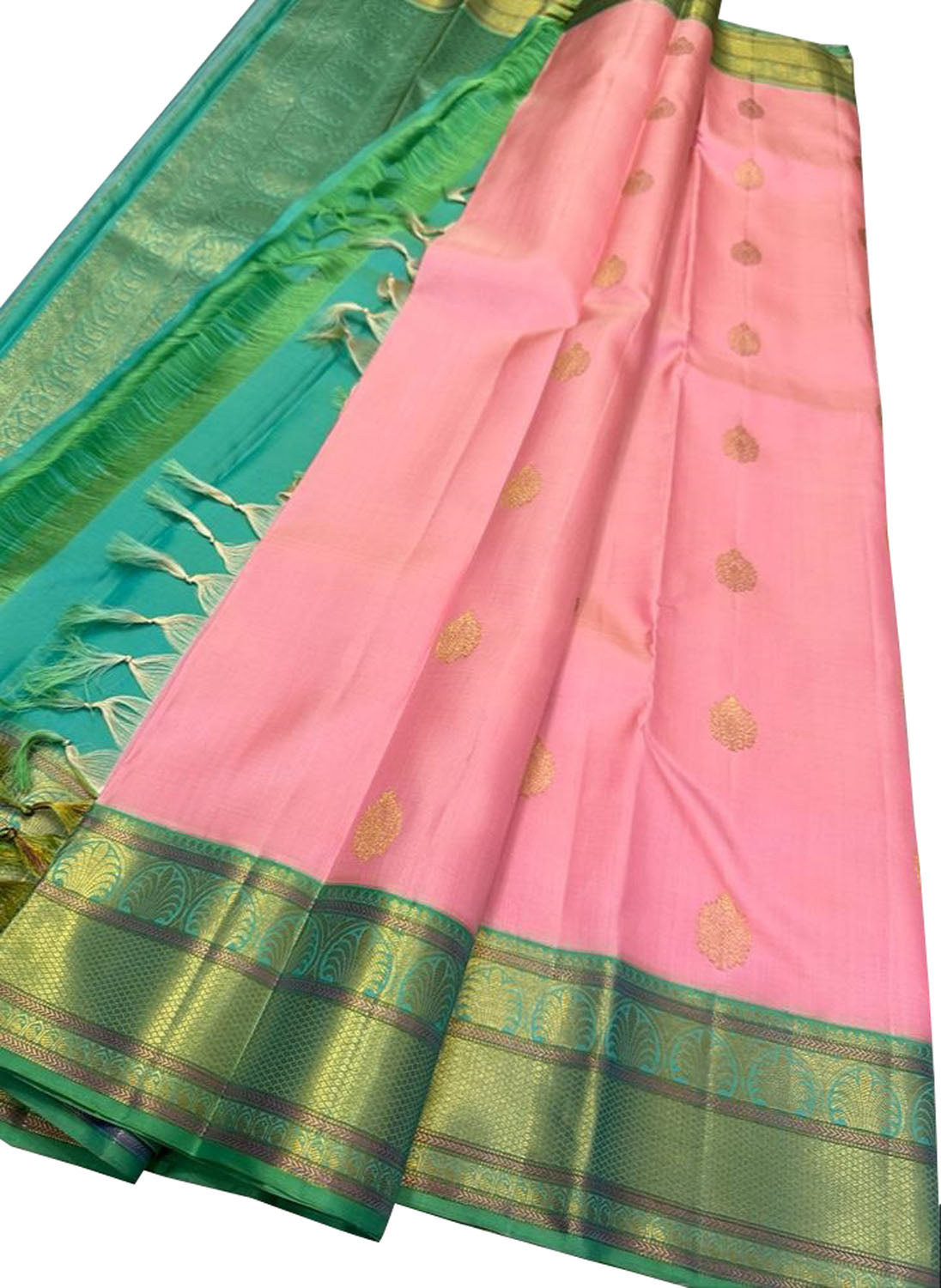 Exquisite Pink Kanjeevaram Handloom Silk Saree - Luxurion World