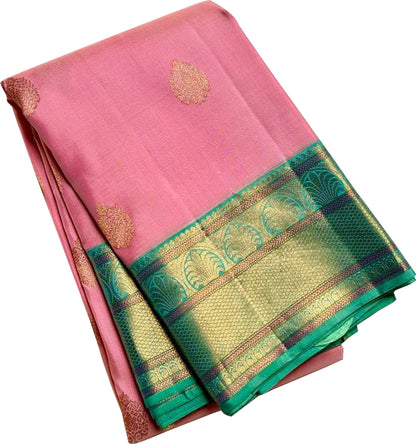 Exquisite Pink Kanjeevaram Handloom Silk Saree - Luxurion World