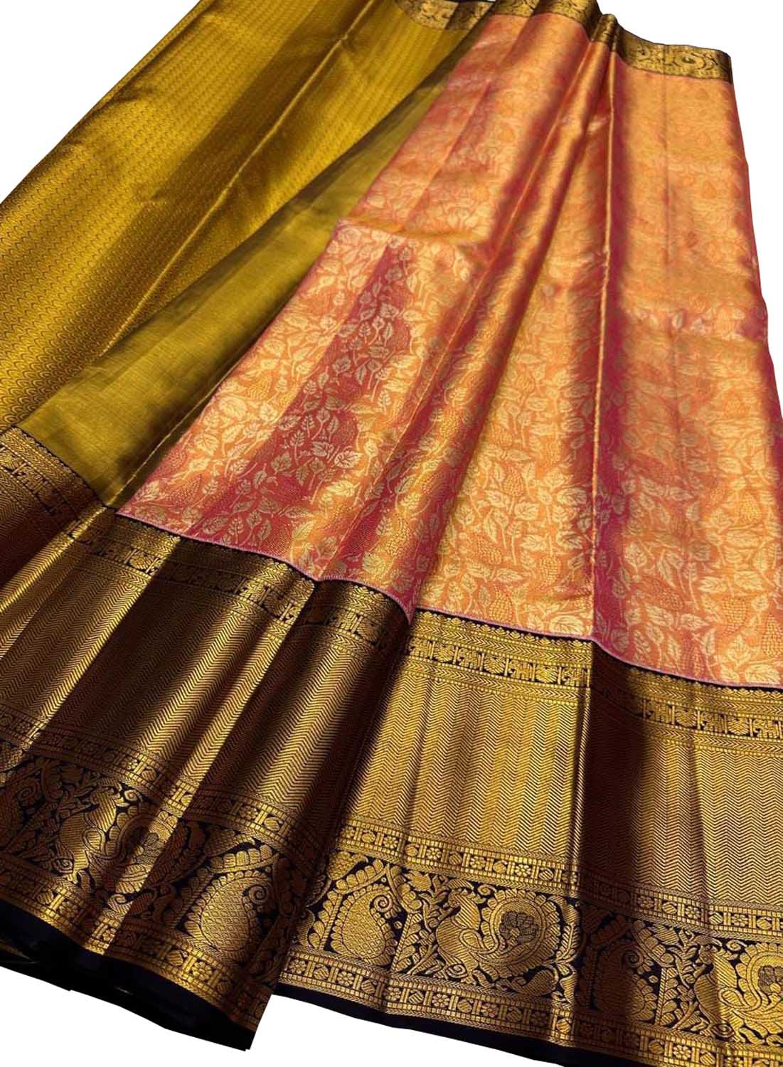 Orange Kanjeevaram Handloom Silk Saree - Pure Elegance - Luxurion World