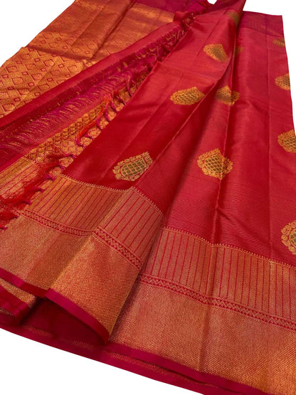 Exquisite Pink Kanjeevaram Silk Saree - Luxurion World