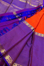 Orange Kanjeevaram Silk Saree: Handloom Elegance - Luxurion World