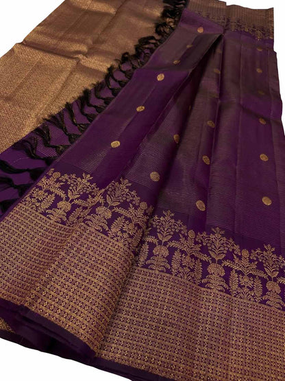 Exquisite Purple Kanjeevaram Silk Saree - Handloom Beauty - Luxurion World