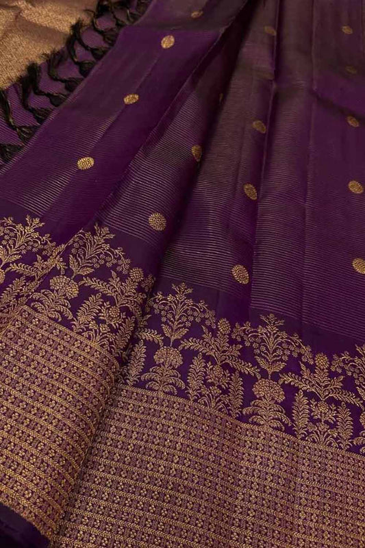 Exquisite Purple Kanjeevaram Silk Saree - Handloom Beauty - Luxurion World