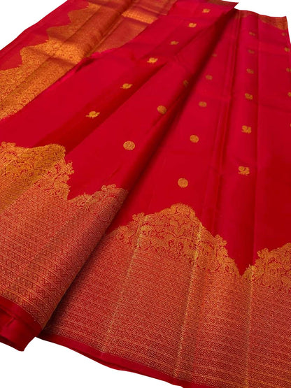 Exquisite Red Kanjeevaram Handloom Silk Saree - Luxurion World