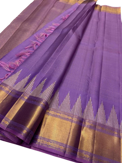Exquisite Purple Kanjeevaram Silk Saree - Handloom Beauty - Luxurion World
