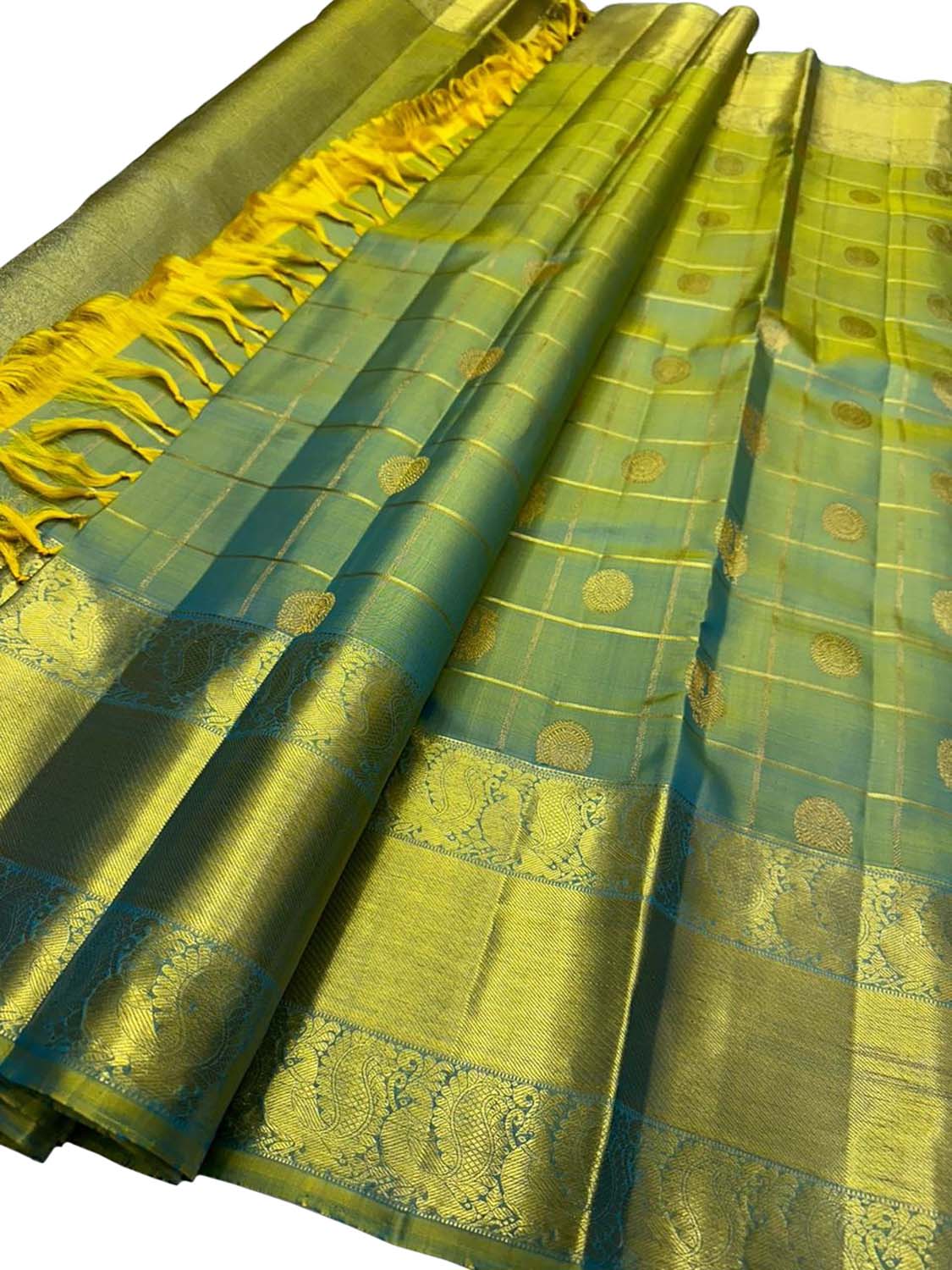 Green Kanjeevaram Handloom Pure Silk Saree - Elegant and Luxurious - Luxurion World