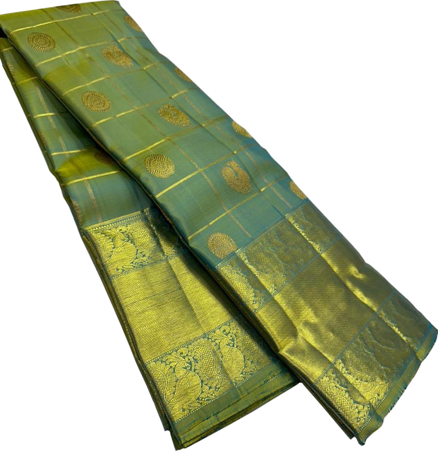 Green Kanjeevaram Handloom Pure Silk Saree - Elegant and Luxurious - Luxurion World