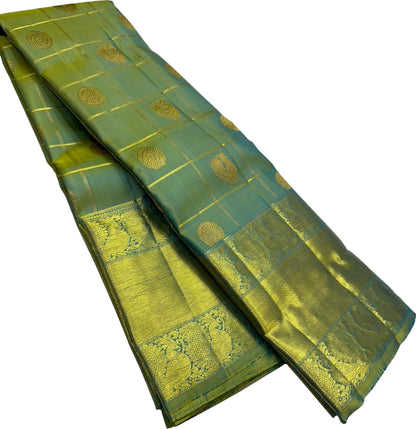 Green Kanjeevaram Handloom Pure Silk Saree - Elegant and Luxurious - Luxurion World