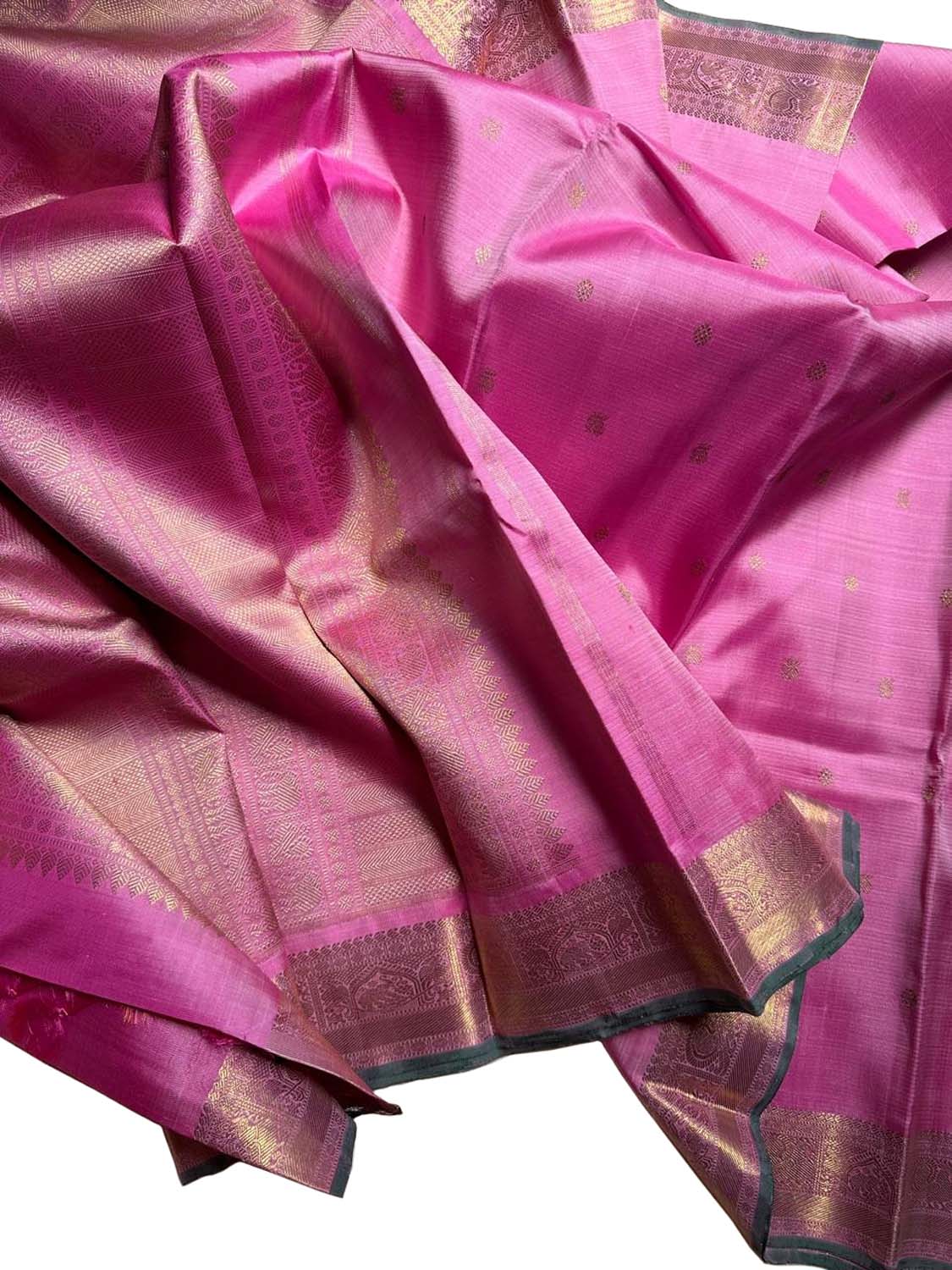 Exquisite Pink Kanjeevaram Handloom Silk Saree - Luxurion World