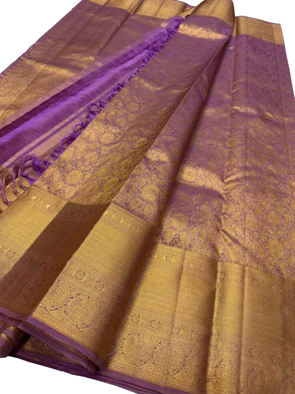 Exquisite Purple Silk Kanjeevaram Saree - Luxurion World