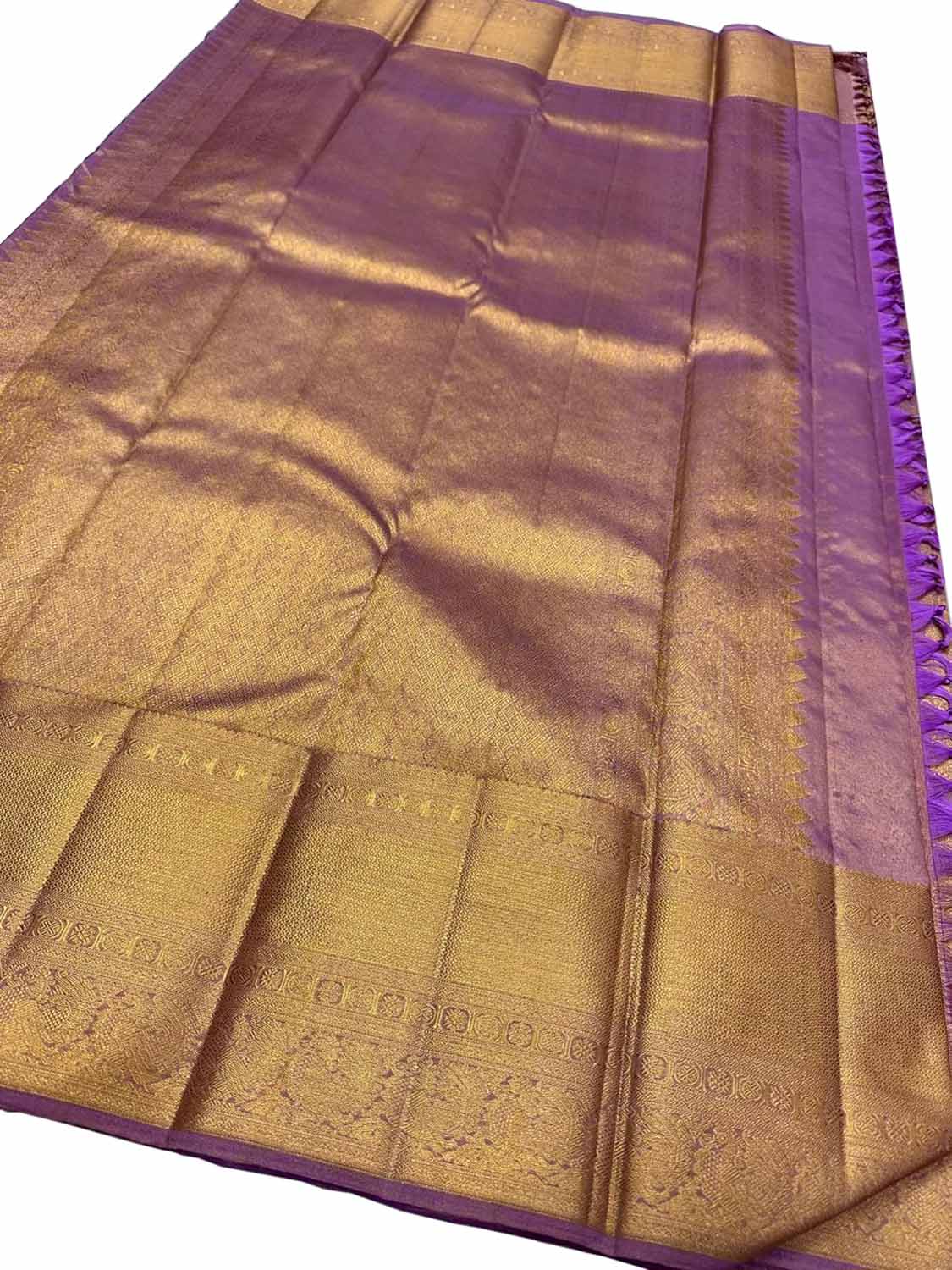 Exquisite Purple Silk Kanjeevaram Saree - Luxurion World