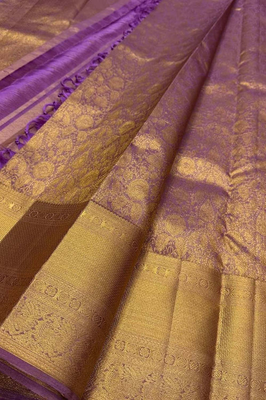 Exquisite Purple Silk Kanjeevaram Saree - Luxurion World