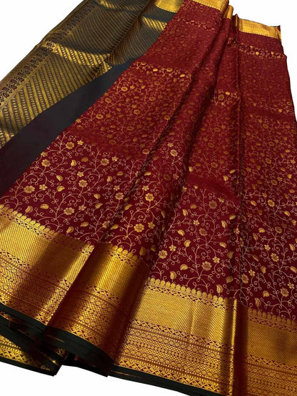 Handloom Beauty: Red Kanjeevaram Pure Silk Saree - Luxurion World