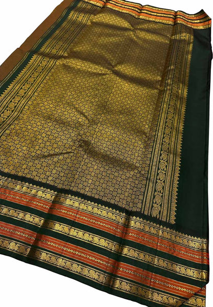 Orange Kanjeevaram Handloom Silk Saree - Luxurion World