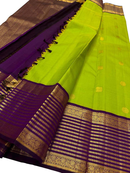 Green Kanjeevaram Pure Silk Saree - Handloom Elegance - Luxurion World