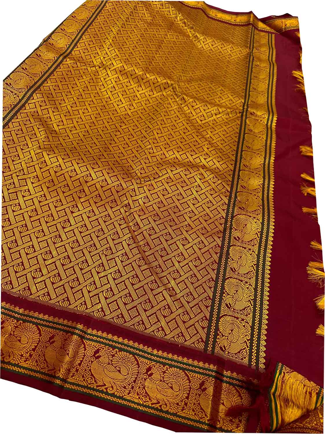 Golden Glow: Yellow Kanjeevaram Pure Silk Saree - Luxurion World