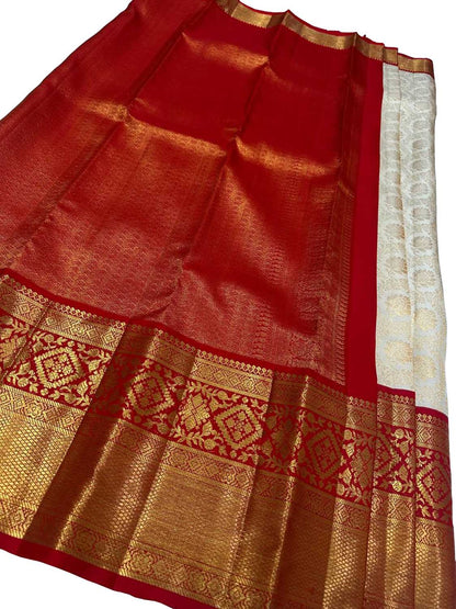 Elegant Off White Kanjeevaram Pure Silk Saree - Luxurion World