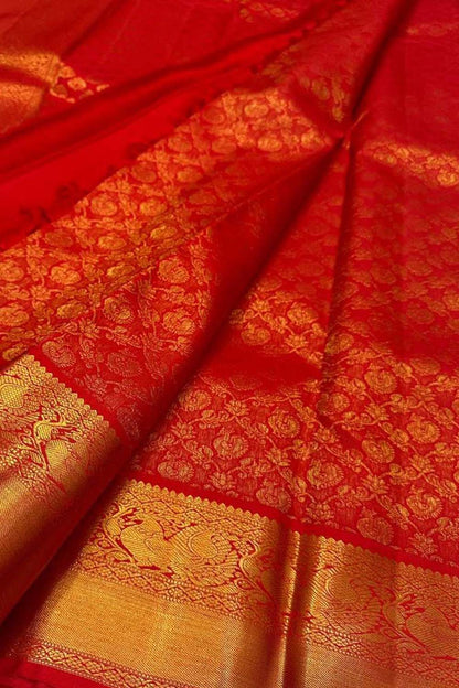 Exquisite Maroon  Kanjeevaram Handloom Silk Saree - Luxurion World