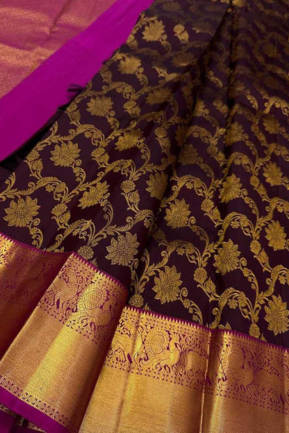 Exquisite Maroon Kanjeevaram Silk Saree - Handloom Beauty - Luxurion World