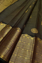 Exquisite Black Kanjeevaram Silk Saree - Handloom Beauty - Luxurion World
