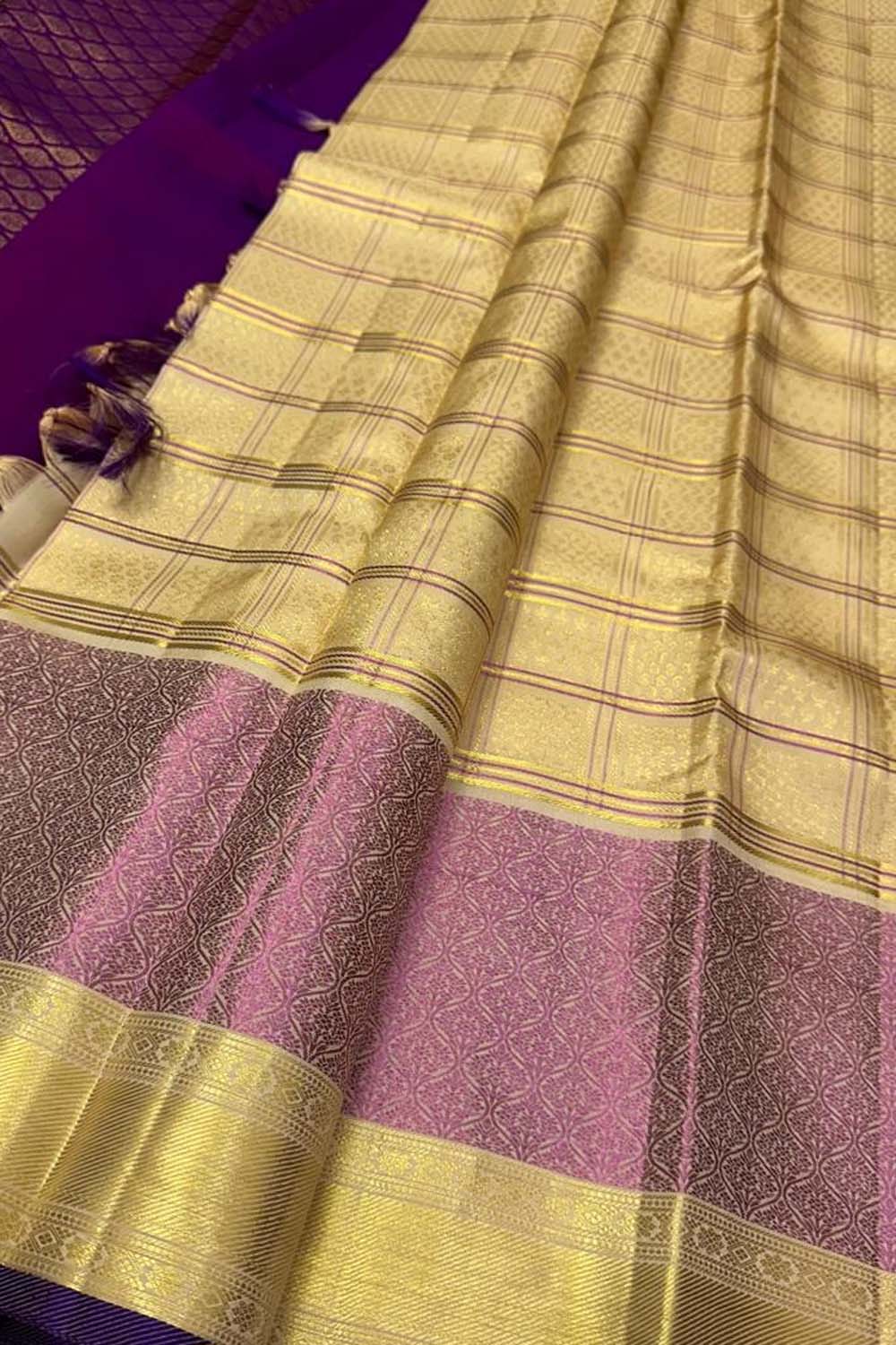 Pastel Kanjeevaram Silk Saree - Handloom Elegance - Luxurion World