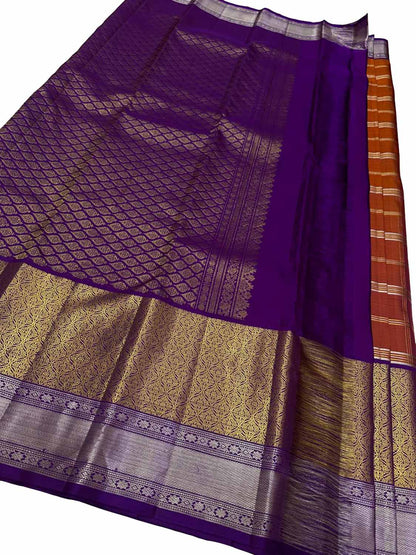 Orange Kanjeevaram Handloom Silk Saree - Pure Elegance - Luxurion World
