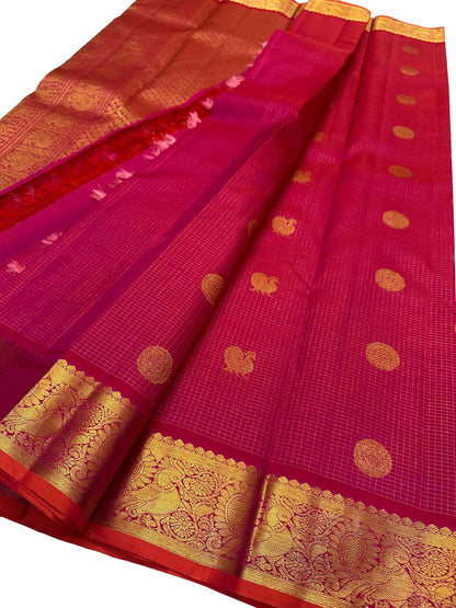 Exquisite Pink Kanjeevaram Handloom Silk Saree - Luxurion World