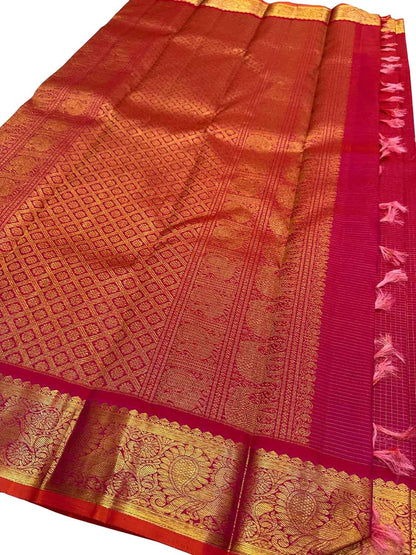 Exquisite Pink Kanjeevaram Handloom Silk Saree - Luxurion World