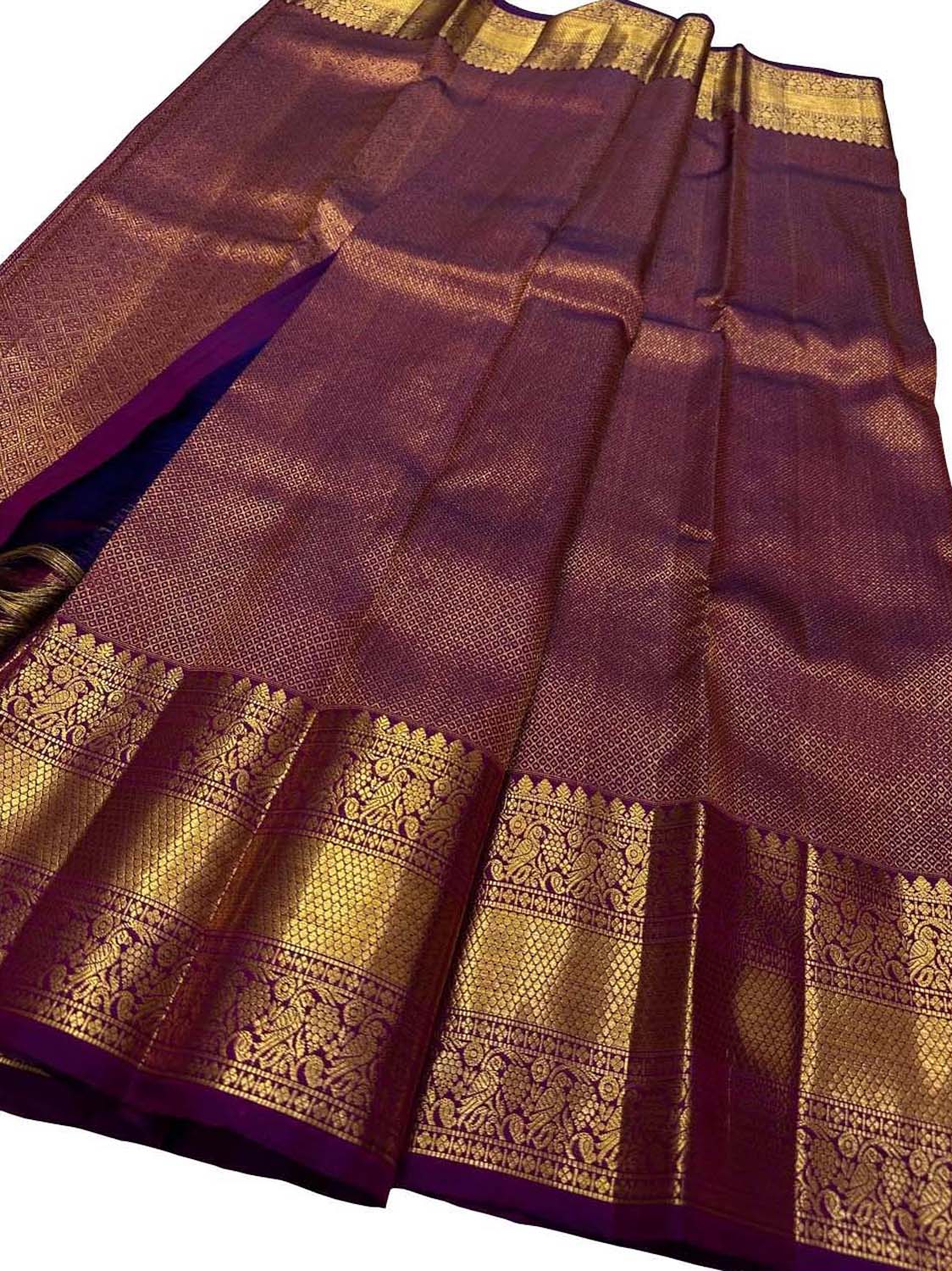 Exquisite Purple Kanjeevaram Silk Saree - Luxurion World