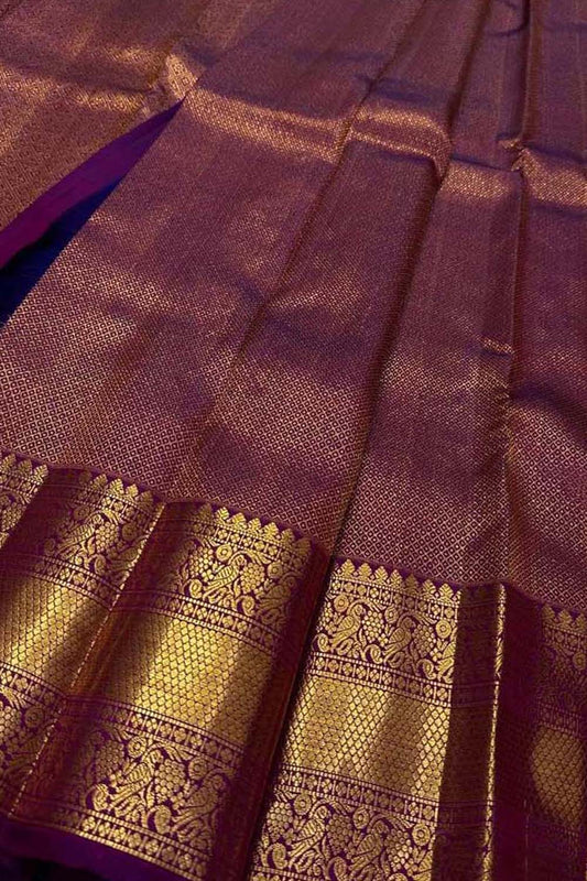 Exquisite Purple Kanjeevaram Silk Saree - Luxurion World