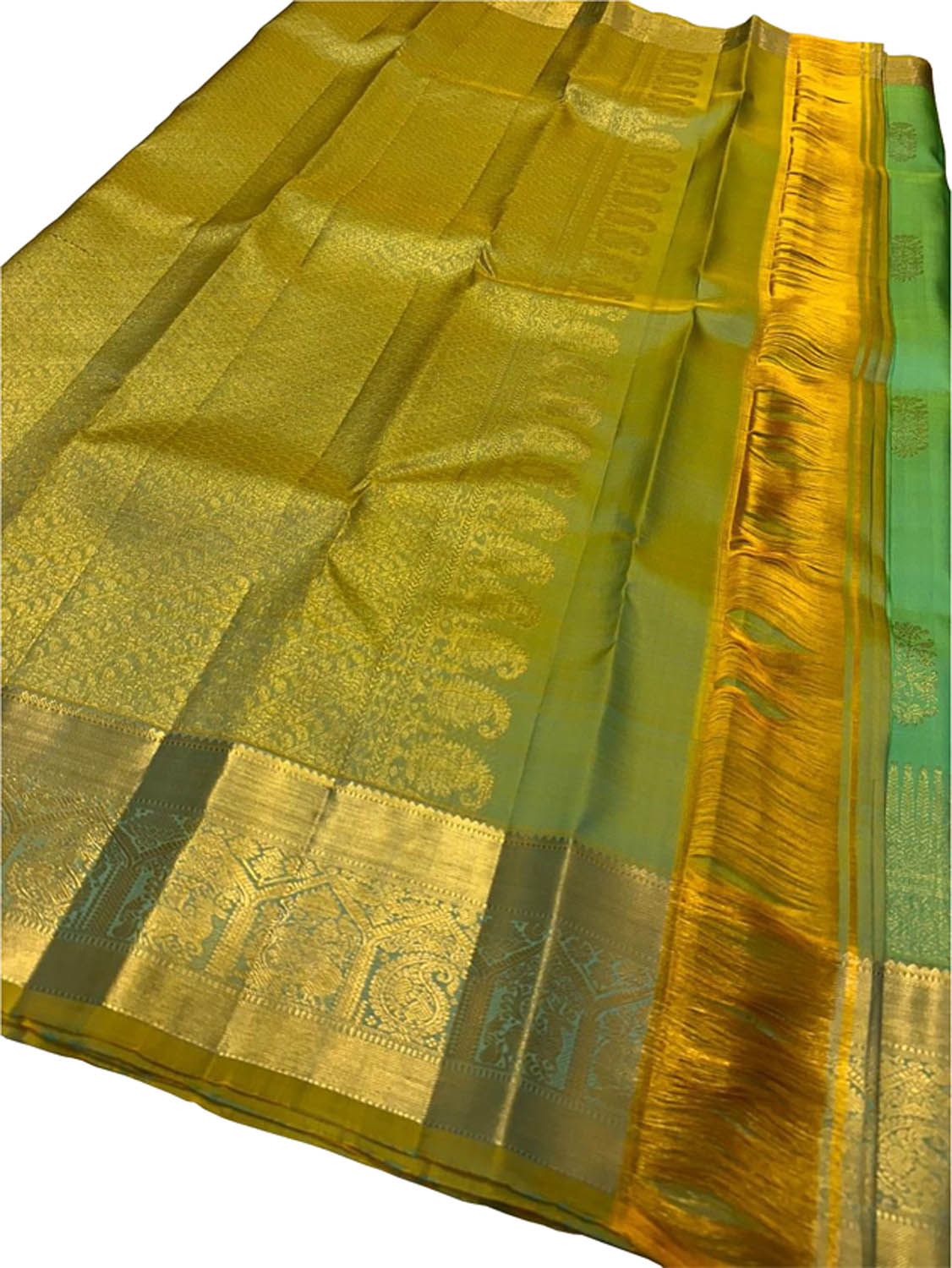 Green & Blue Kanjeevaram Silk Saree - Luxurion World