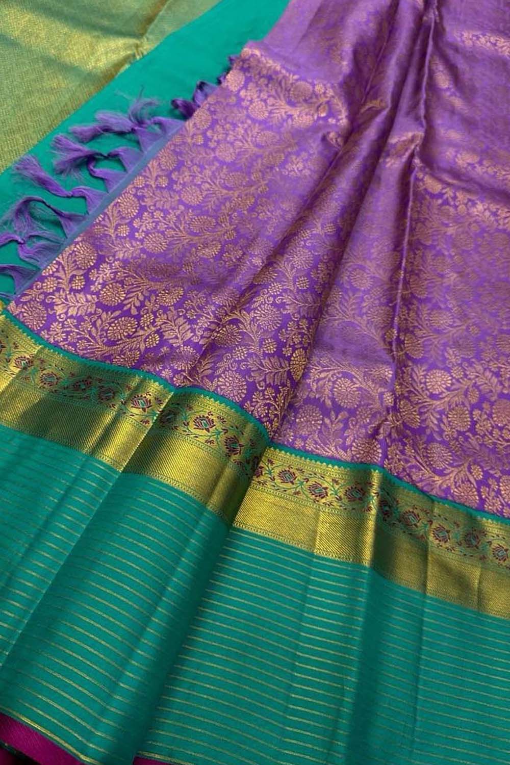 Exquisite Purple Kanjeevaram Silk Saree - Luxurion World
