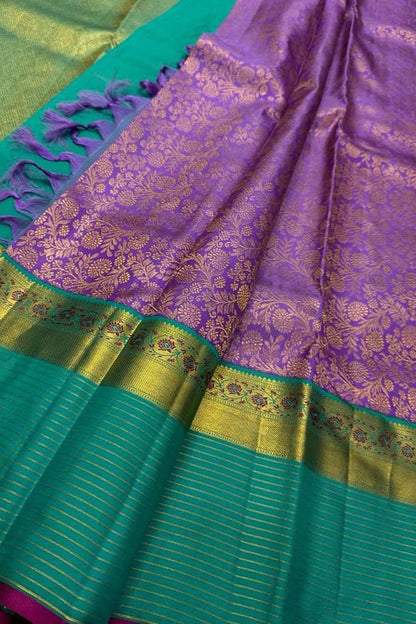 Exquisite Purple Kanjeevaram Silk Saree - Luxurion World