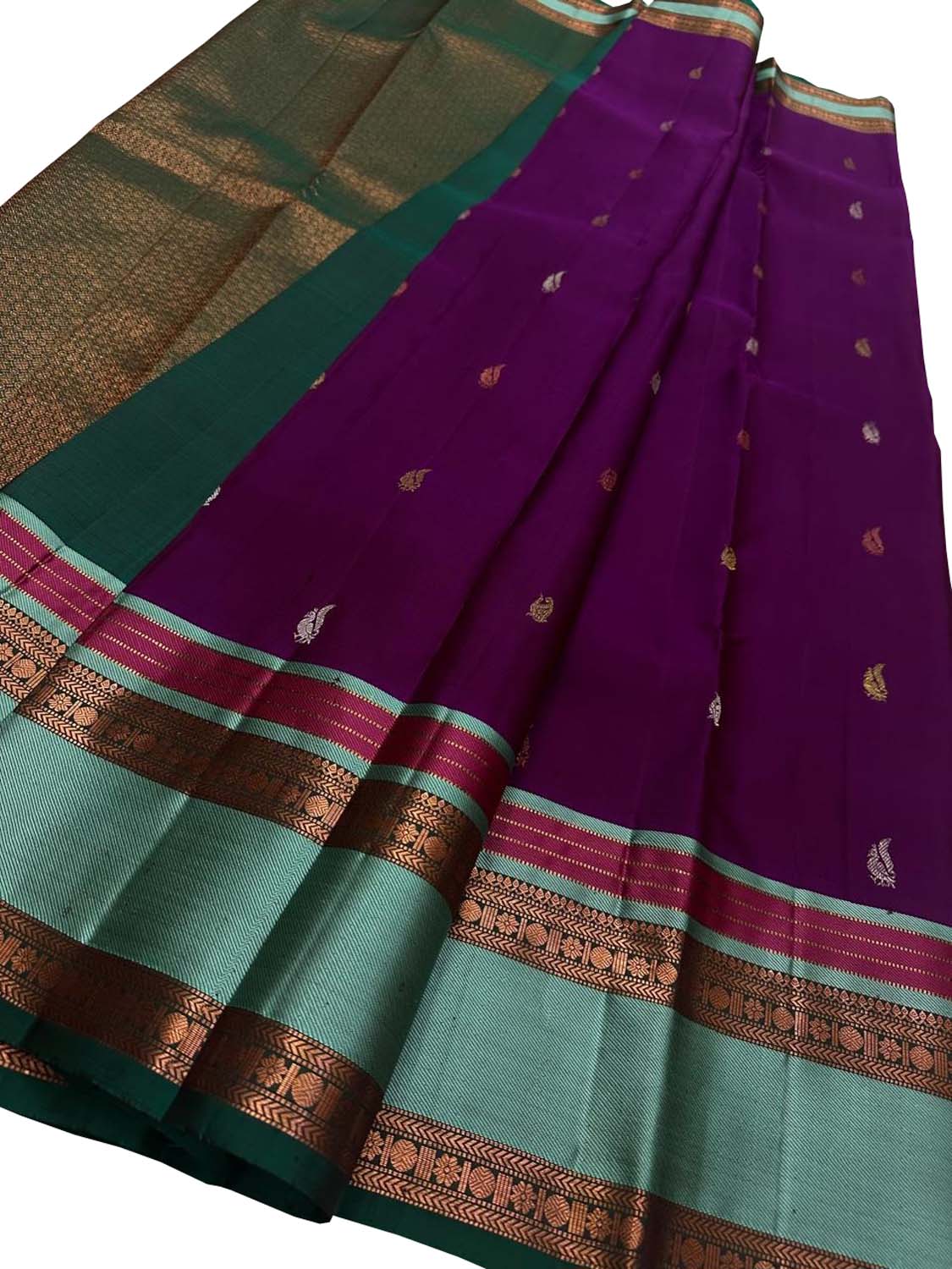 Exquisite Purple Handloom Kanjeevaram Silk Saree - Luxurion World