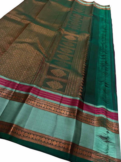 Exquisite Purple Handloom Kanjeevaram Silk Saree - Luxurion World