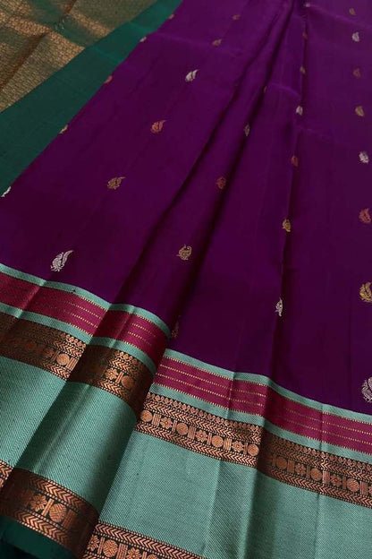 Exquisite Purple Handloom Kanjeevaram Silk Saree - Luxurion World