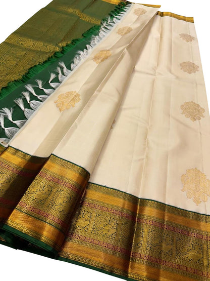 Pastel Handloom Kanjeevaram Pure Silk Saree - Elegant Elegance - Luxurion World