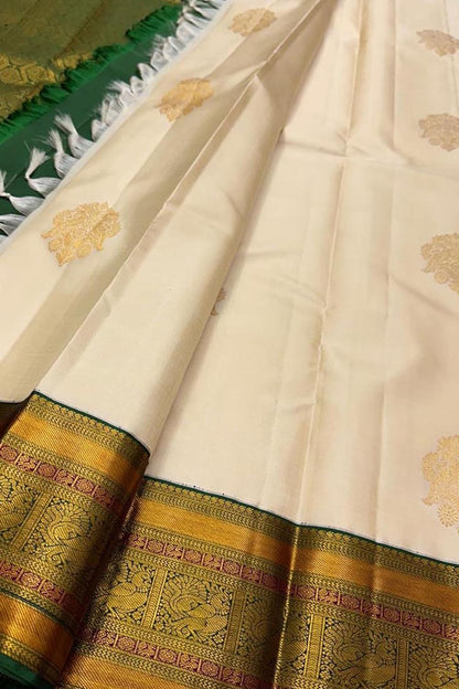 Pastel Handloom Kanjeevaram Pure Silk Saree - Elegant Elegance - Luxurion World