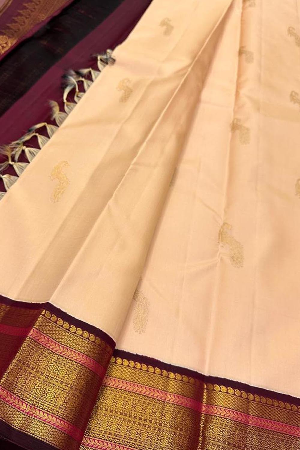 Pastel Handloom Kanjeevaram Silk Saree - Luxurion World