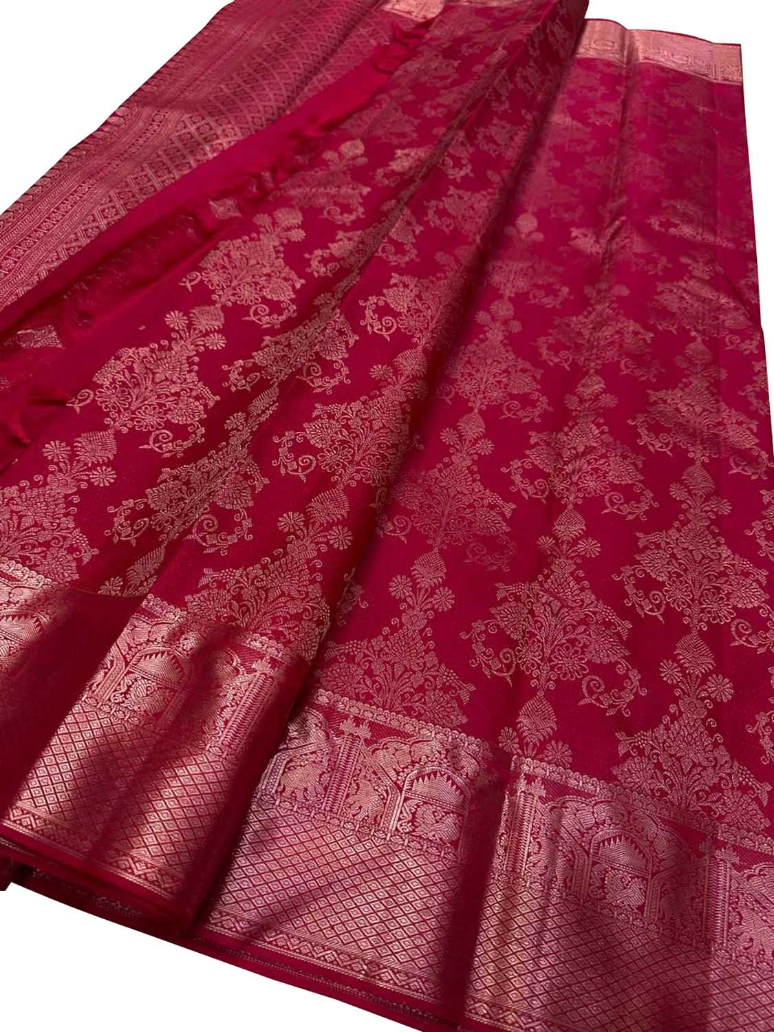 Exquisite Pink Kanjeevaram Handloom Silk Saree - Luxurion World